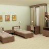 ПАНСИОН (PANSION): кровать с изголовьем + матрас + тумба(2) + шкаф 