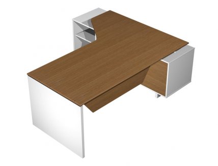 Vito Стол руководителя эргономичный левый с экраном на опорной тумбе 206x180x76