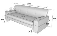 Диван Боссо трехместный 2000 х 850 х 830