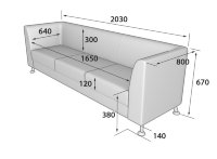 Диван трехместный Ева 2030 х 800 х 670